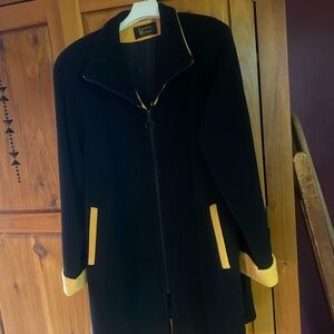 Valerie Stevens Black Trench Coat with Yellow Accents